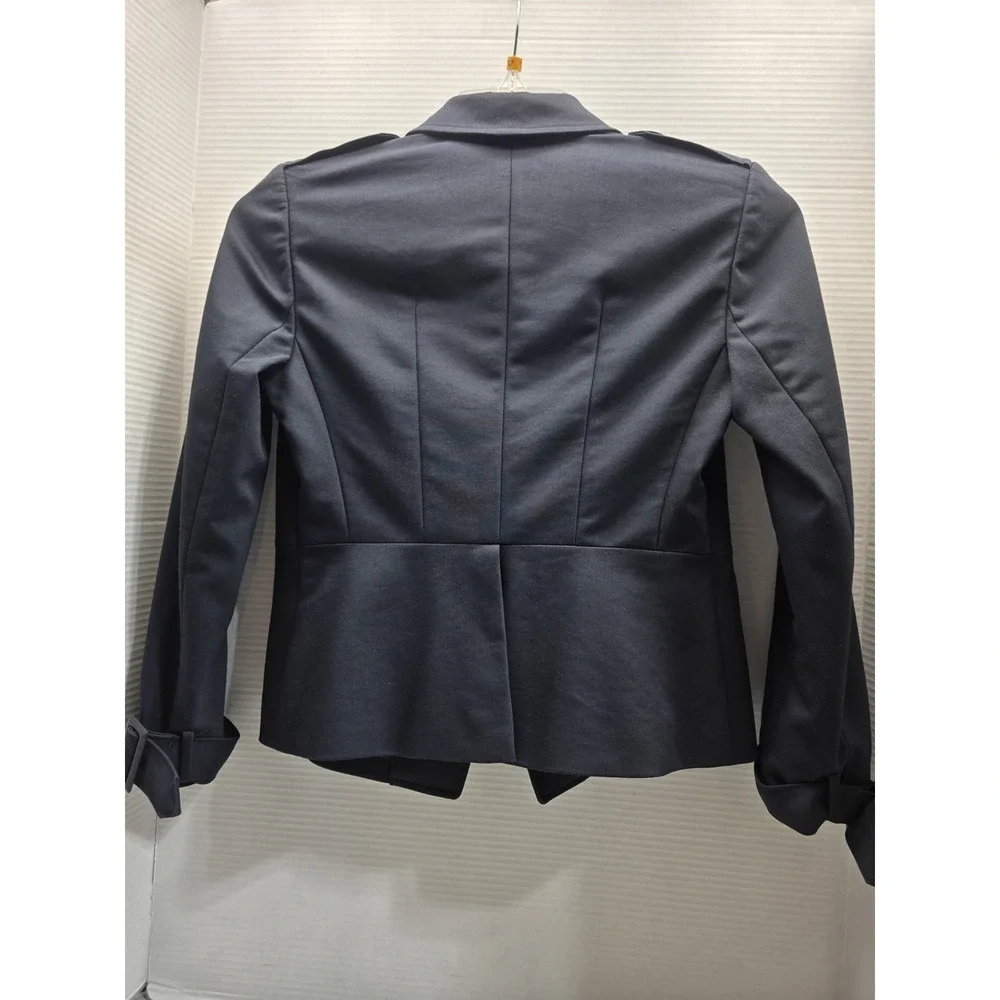 ANN TAYLOR Single‎ Breasted Blazer Womens 2P Lapel Neck Long Sleeve Buckle Blue